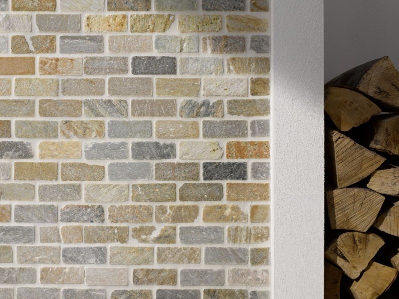 Piastrella a mosaico quarzite pietra naturale mattone quarzite alzatina cucina beige grigio MOS36-0208_f