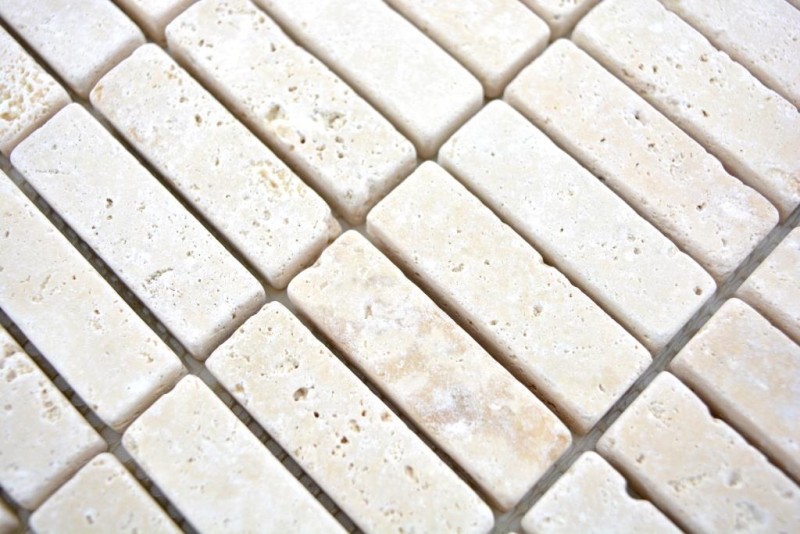 Piastrella a mosaico Travertino pietra naturale beige Chiaro Travertino antico MOS43-46158_f