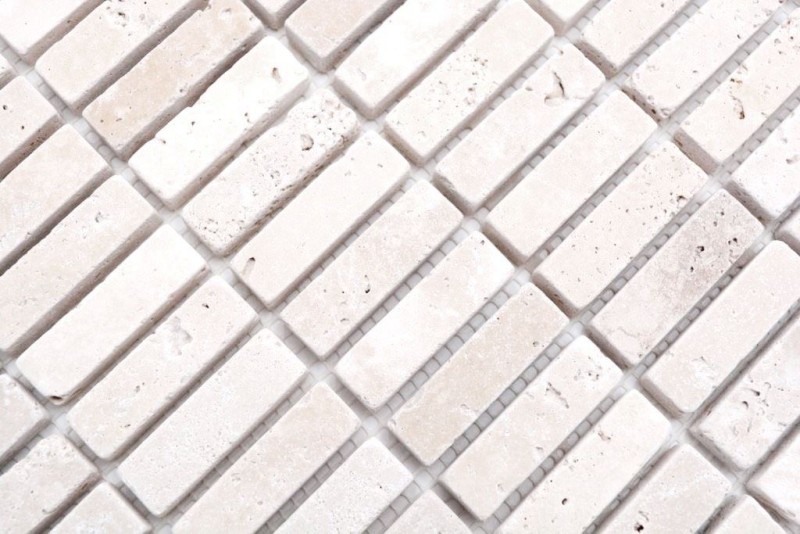 Piastrella a mosaico Travertino pietra naturale beige Chiaro Travertino antico MOS43-46158_f
