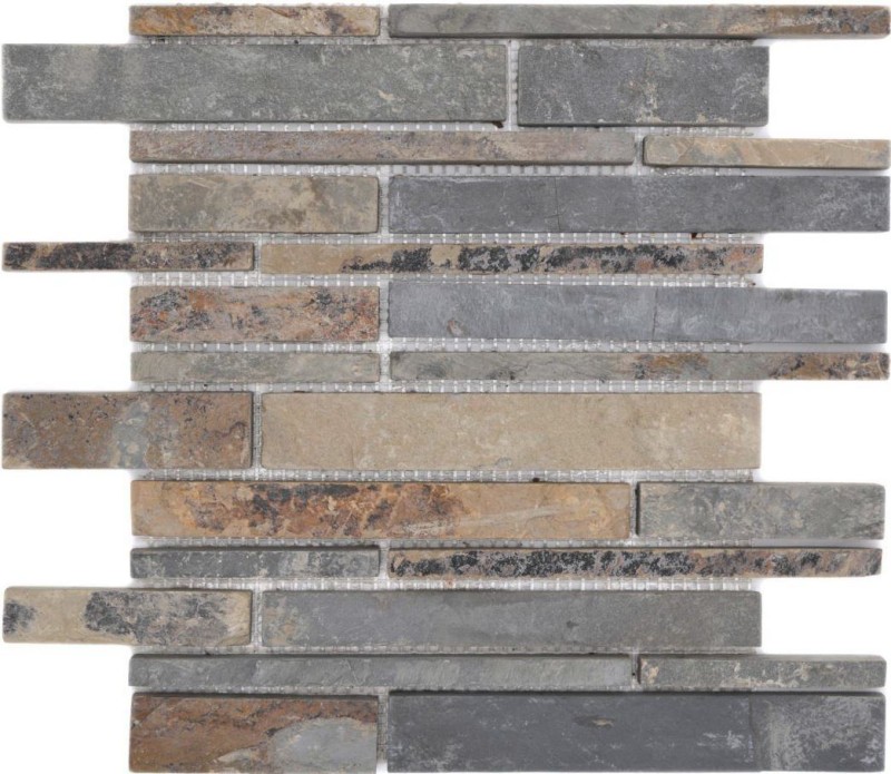 Piastrella a mosaico ardesia pietra naturale mattone ruggine ardesia rivestimento rustico cucina piastrella MOS34-2525_f