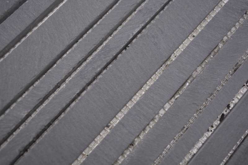 Piastrella a mosaico ardesia pietra naturale aste ardesia rivestimento parete nero MOS34-0225_f
