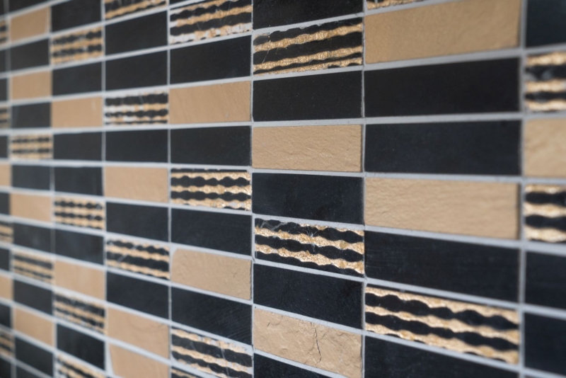 Piastrella di mosaico marmo pietra naturale rettangolo pietra scultura oro nero MOS40-STN79_f