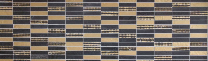Piastrella di mosaico marmo pietra naturale rettangolo pietra scultura oro nero MOS40-STN79_f