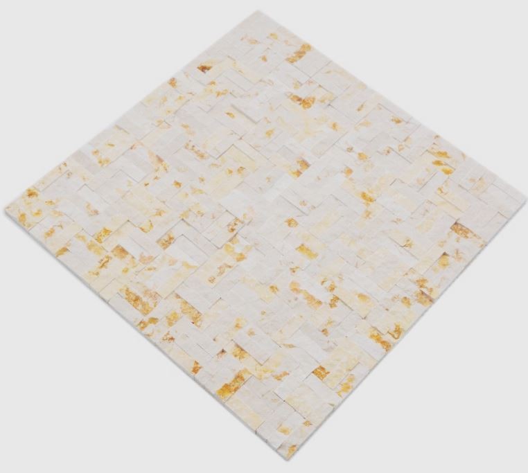 Piastrella di mosaico marmo pietra naturale parquet Splitface sunny beige 3 D MOS42-x3d63_f