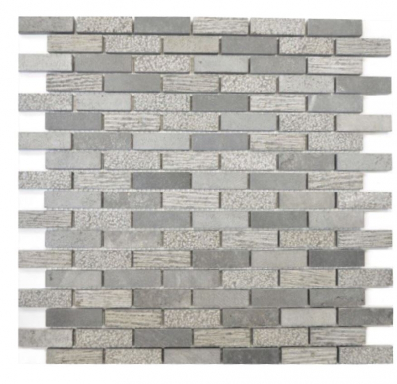 Piastrella di mosaico Marmo pietra naturale grigio Mattone pietra Incisione cemento MOS40-B49_f