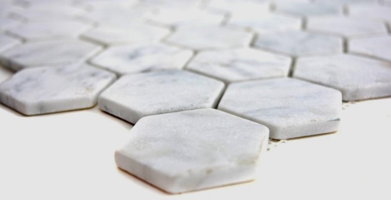 Piastrella a mosaico marmo pietra naturale Esagono marmo bianco aspetto Carrara MOS44-0103_f