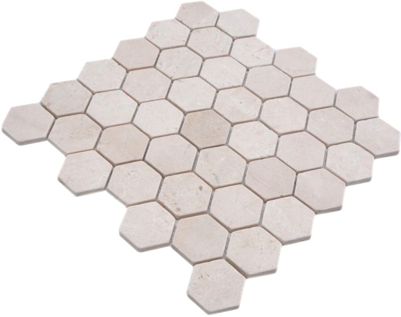 Piastrella di mosaico marmo pietra naturale beige esagono marmo Botticino Anticato MOS42-1212_f