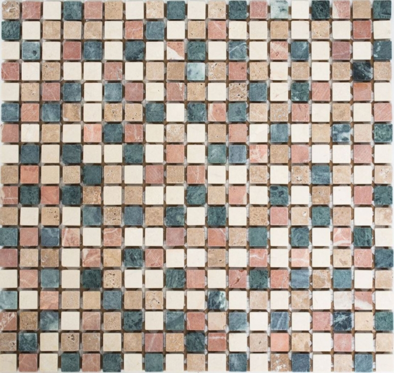 Piastrella di mosaico in marmo pietra naturale crema beige rosso verde casuale MOS38-1204_f