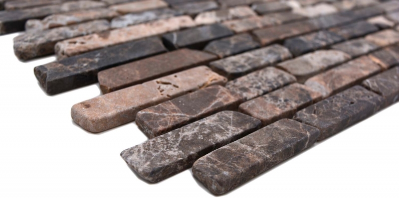 Piastrella di mosaico in marmo pietra naturale Brick Impala marrone fiammato MOS40-1304_f