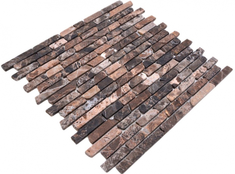 Piastrella di mosaico in marmo pietra naturale Brick Impala marrone fiammato MOS40-1304_f