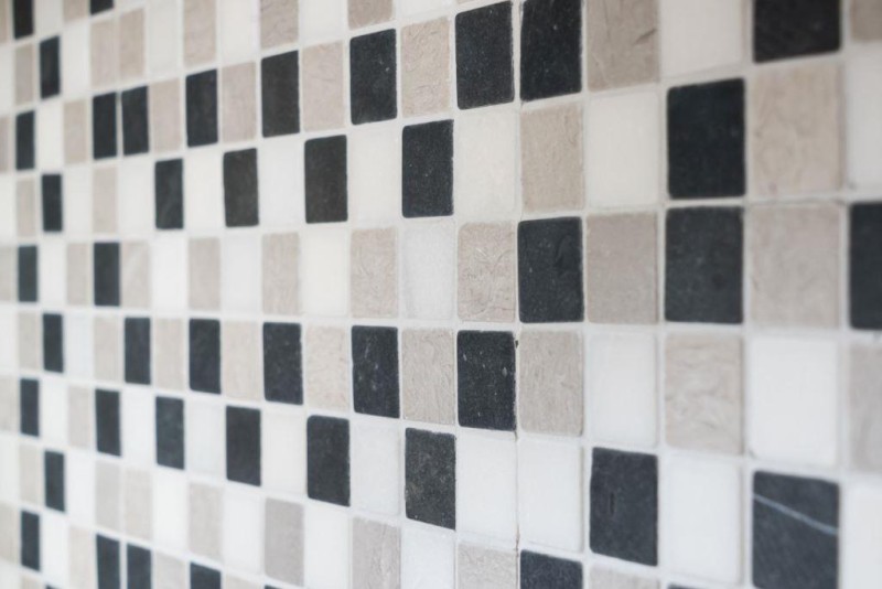 Piastrella di mosaico marmo pietra naturale beige grigio nero marmo Botticino Nero MOS40-MOS32/1125_f