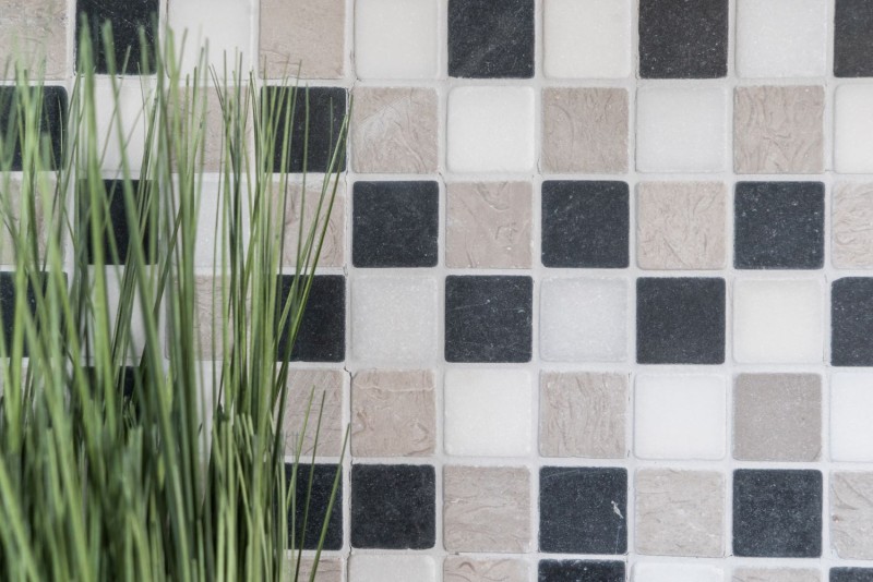 Piastrella di mosaico marmo pietra naturale beige grigio nero marmo Botticino Nero MOS40-MOS32/1125_f