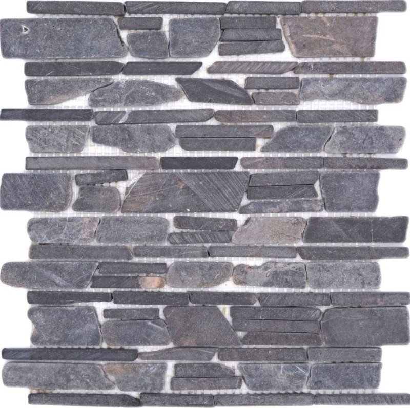 Piastrella di mosaico in marmo pietra naturale grigio antracite mosaico di mattoni Neromarquina MOS40-0210_f