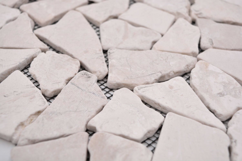 Piastrella di mosaico in marmo pietra naturale beige chiaro di cava Ciot Biancone MOS44-30-100_f