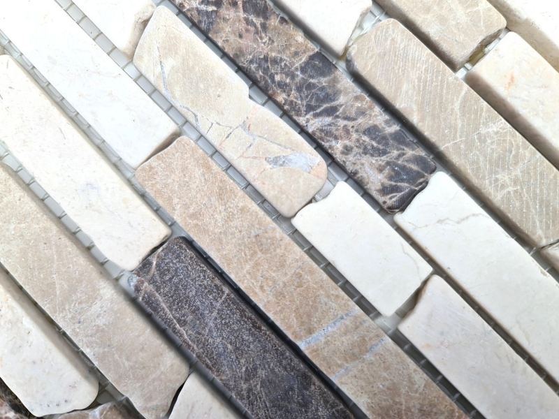 Piastrella di mosaico Marmo pietra naturale beige marrone Mattone Castanao Biancone MOS40-0195_f