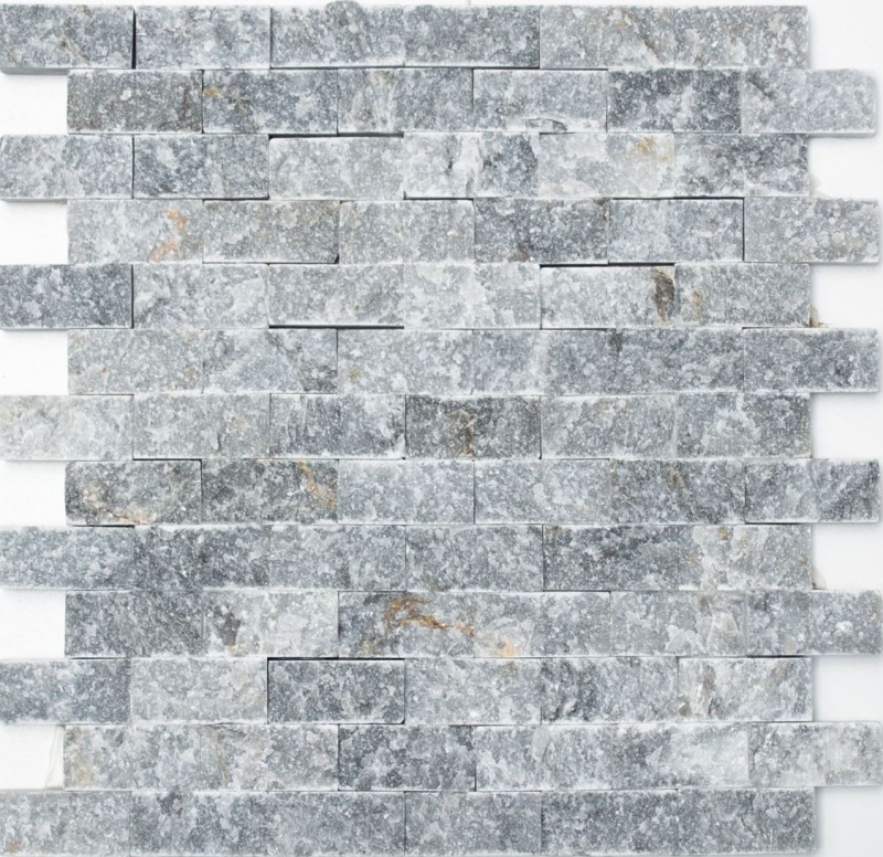 Mosaico pietra muro marmo pietra naturale grigio antracite Brick Splitface grigio Marmo 3D MOS40-48196_f