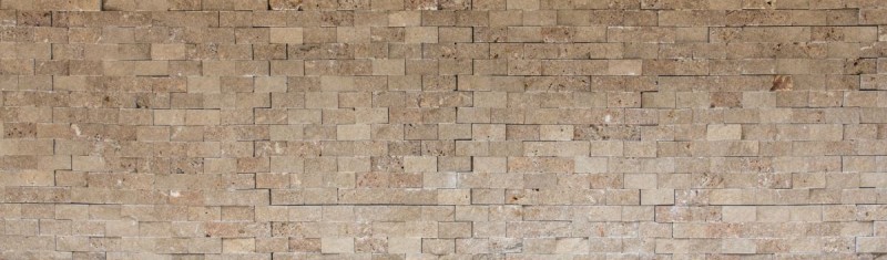 Mosaico in pietra Travertino pietra naturale noce Mattone Splitface Noce Travertino 3D MOS43-44248_f