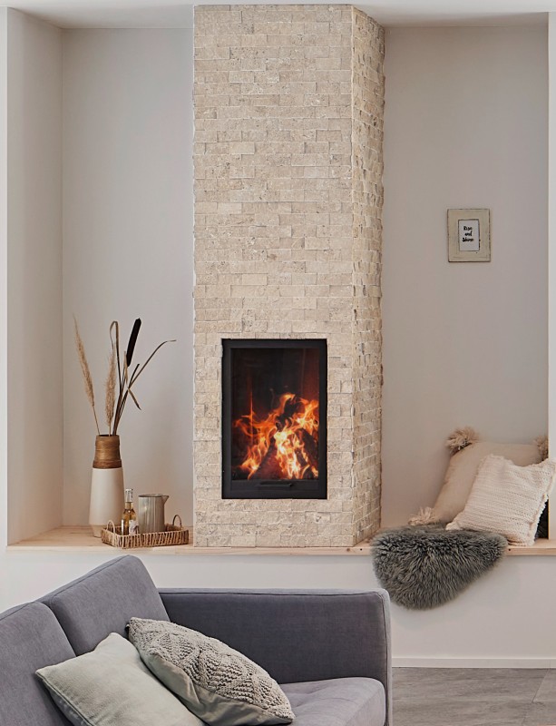 Piastrella di mosaico Travertino pietra naturale beige Brick Splitface Chiaro Travertino 3D MOS43-1206_f