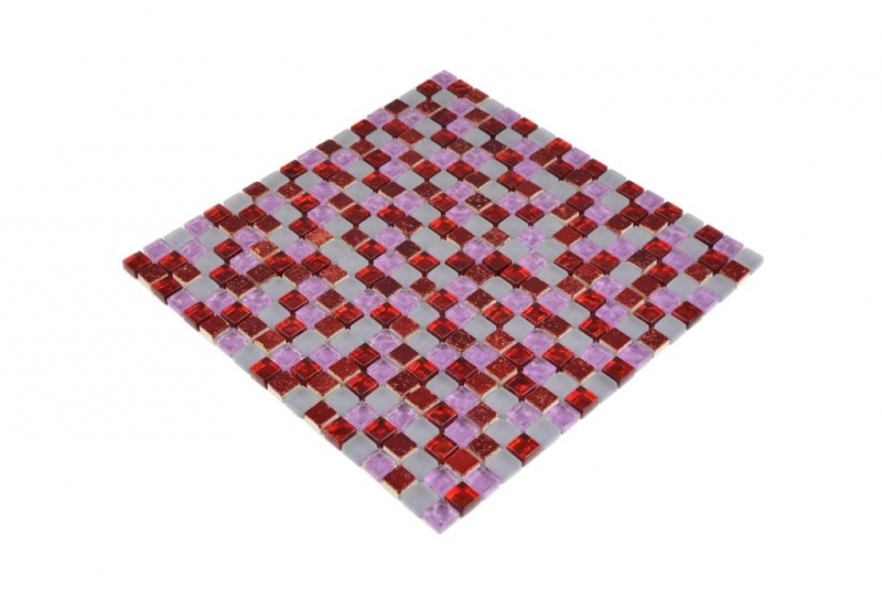 Piastrella di mosaico Traslucido rosso rosa bianco Mosaico di vetro Cristallo Resina rosso rosa bianco opaco MOS92-0911_f