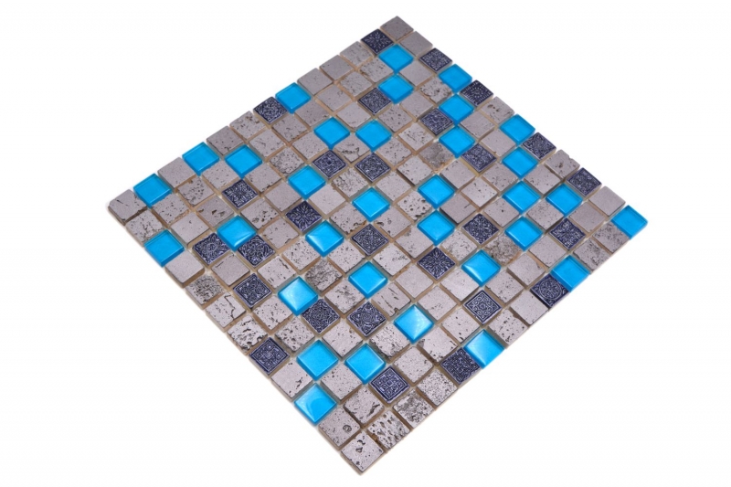 Piastrella di mosaico Traslucido blu-grigio Mosaico di vetro Cristallo Resina blu-grigio MOS82-0402_f
