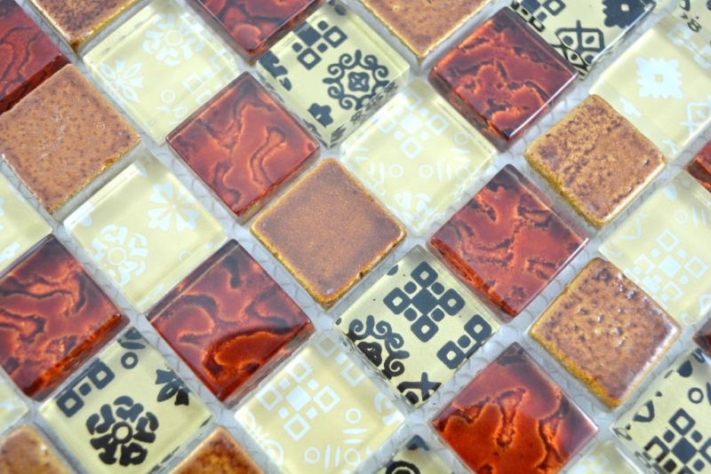 Piastrella di mosaico Traslucido beige rosso Mosaico di vetro Cristallo di resina Ottica beige rosso MOS83-CMCB25_f