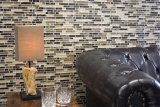 Mosaico di piastrelle per cucina traslucido beige scuro Mosaico di vetro composito Crystal stone emperador dark MOS87-V1355_f