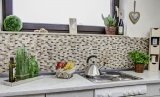 Piastrella di mosaico per cucina Beige chiaro traslucido Brick Mosaico di vetro Pietra di cristallo emperador light MOS87-B1153_f