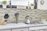 Piastrella di mosaico per cucina traslucida oro rettangolo mosaico di vetro Pietra di cristallo oro MOS87-29_f