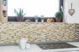 Piastrella di mosaico per cucina Oro traslucido Mosaico di vetro rettangolare Pietra di cristallo Oro retrò MOS83-CRS4_f