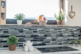 Piastrelle mosaico cucina grigio nero composito mosaico vetro pietra grigio MOS67-GV44_f