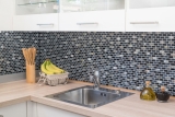 Piastrella mosaico cucina alzatina traslucida nero mattone vetro mosaico cristallo pietra conchiglia nero MOS87-B03S_f