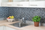 Piastrelle di mosaico per cucina grigio nero mosaico di vetro pietra MOS62-0302-GN_f
