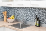 Piastrella di mosaico per cucina Grigio traslucido Mosaico di vetro Pietra di cristallo grigio MOS92-0204_f