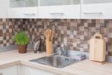 Piastrelle a mosaico per cucina autoadesive alluminio grigio beige metallo effetto legno MOS200-2422_f