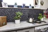 Piastrelle a mosaico per cucina autoadesive mosaico in vetro nero nero opaco MOS200-4CM22_f