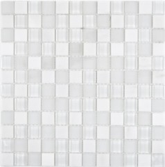 Quadrato cristallo / pietra mix super bianco mosaico piastrelle parete backsplash cucina bagno MOS72-0001_f