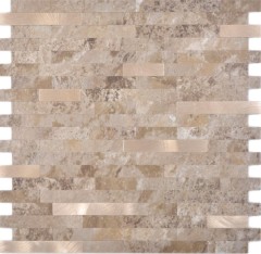 Composito vinilico effetto pietra Limestone marrone/oro piastrelle a mosaico backsplash cucina bagno MOS200-LBG_f