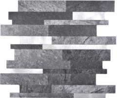 Composito vinilico effetto pietra Nero Qaurtz/Argento mosaico piastrelle parete backsplash cucina bagno MOS200-32BS_f
