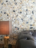 Mosaico in pietra naturale fossile Frattura poligonale Tappeto Mosiak Legno Piatto doccia effetto legno Parete cucina MOS44-Fossil_f