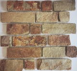 Piastrella di ardesia a mosaico pietra naturale mattone marrone ruggine backsplash piastrelle mosaico tappetino pannello mosaico splashback - MOS34-1204