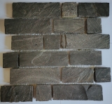 Piastrella di ardesia a mosaico in pietra naturale mattone antracite Black Jack tappetino di mosaico piastrella di mosaico alzatina cucina - MOS34-0208