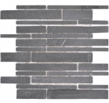 Piastrella di ardesia a mosaico in pietra naturale mattone antracite nero Tappetino per alzatina a parete - MOS34-0206