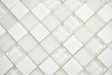Mano modello quadrato cristallo / pietra mix super bianco mosaico piastrelle parete backsplash cucina bagno MOS72-0001_m