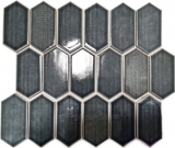 Piastrella di mosaico esagonale ceramica grigio antracite nero lucido cucina splashback bagno piastrelle backsplash muro - MOS11J-479