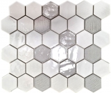 Piastrella di mosaico esagonale ceramica bianca lucida cucina bagno rivestimento WC - MOS11K-SAN1