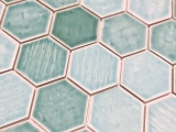 Piastrella di mosaico dipinta a mano mosaico ceramico esagonale verde lucido piastrella specchio doccia MOS11K-SAN5_m