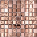 Piastrella di vetro a mosaico in bronzo galvanizzato aspetto rame parete cucina MOS88-XCBR1