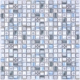 Piastrella di vetro a mosaico retro effetto legno grigio azzurro pastello backsplash MOS78-W39