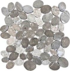 Pietra naturale di fiume ciottoli taglio cenere grigio antracite piastrelle backsplash piatto doccia parete doccia - MOS30-SANI