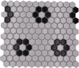 Piastrella di mosaico ceramica mosaico esagonale mix beige nero lucido piastrelle backsplash bagno cucina MOS11A-0113G_f